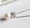 Fashion Jewelry Pearl Earrings Necklace 100% Real Pearl 925 Sterling Silver Cubic Zircon Earrings Necklace Set
