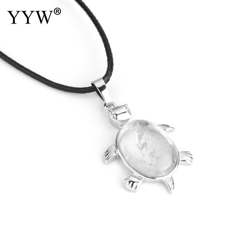 Fashion Jewelry Pendant Natural Stone Necklaces blue turquoises Turtle PU Leather Necklace for Gifts Sweater Chain