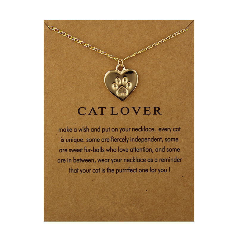 Fashion Jewelry Reminders Cat Lover Friends Heart Charm Necklace For Women