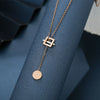 JewelryRose gold titanium steel necklace,Geometric disc titanium steel clavicle necklace,