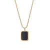 JewelryRose gold titanium steel necklace,Rectangular black pendant titanium steel clavicle necklace,
