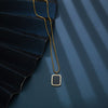 JewelryRose gold titanium steel necklace,Rectangular black pendant titanium steel clavicle necklace,
