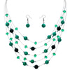 Fashion Jewelry Sets Women Joker Bohemian Crystal Silver Coral Stone Beads Statement Chocker Necklace Earrings Set