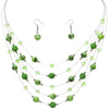 Fashion Jewelry Sets Women Joker Bohemian Crystal Silver Coral Stone Beads Statement Chocker Necklace Earrings Set