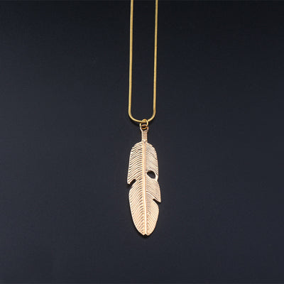 Fashion Jewelry Simple Feather Long necklace Silver Gold Feather Necklaces Pendants Charm Choker Mother's d gift