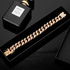 Jewelry White Rose Gold Color Punk Biker Bracelet Wide Huge Flat Curb Cuban Chain For Men Women CZ Bracelets Gift