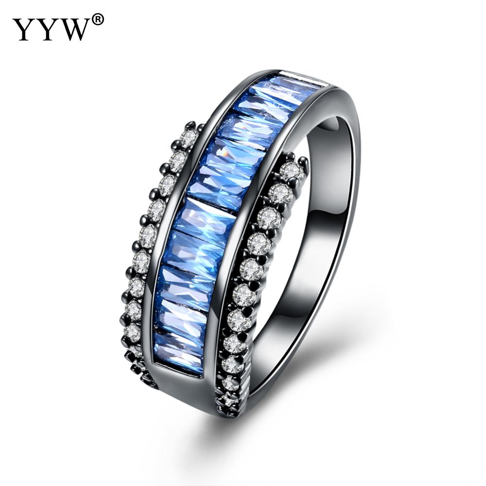 Fashion Jewelry Women Wedding Bright Rosy Red Black Color Plated Rings Black Fit Engagement Ring