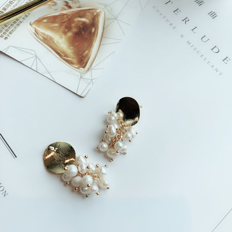 Fashion Jewelry Women's Earrings Pearl Beaded Silver Costume Jewelry Baroque Pearl E199