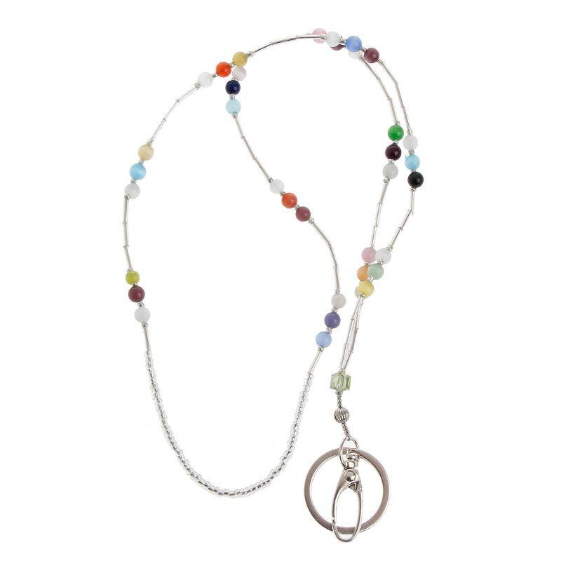 Keys Colorful Beaded Lanyards Necklaces ID Lanyard Badge Chain Jewelry K3ND