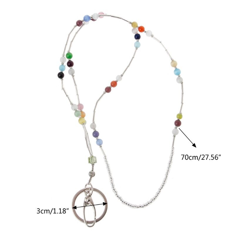 Keys Colorful Beaded Lanyards Necklaces ID Lanyard Badge Chain Jewelry U2JF