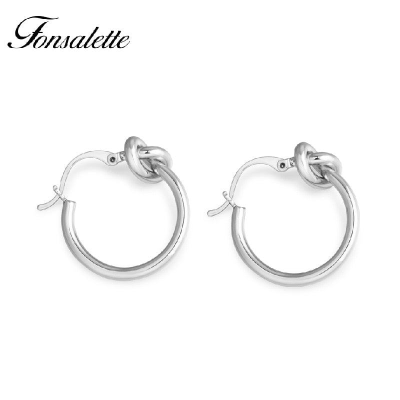 Fashion Knot Hoop Earrings 925 Silver Post Knotted Jewelry 18k Gold Simple Love Women Earring Wholesale oorbellen ohrringe ZK30