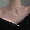 Korean Style Stainless Steel Black Peach Heart Pendant Necklace For Women Girls Silver Color Goth Jewelry On The Neck