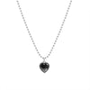 Korean Style Stainless Steel Black Peach Heart Pendant Necklace For Women Girls Silver Color Goth Jewelry On The Neck