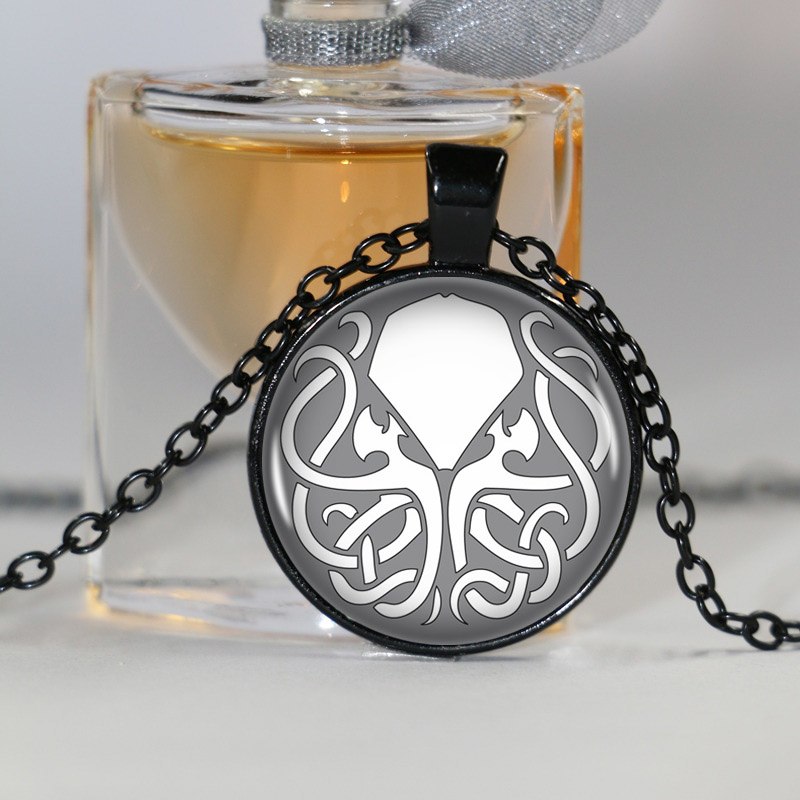 Fashion Kraken Cthulhu Pendant & Necklace Cabochon Vintage Long Sliver Chain Statement Necklace Fine Jewelry