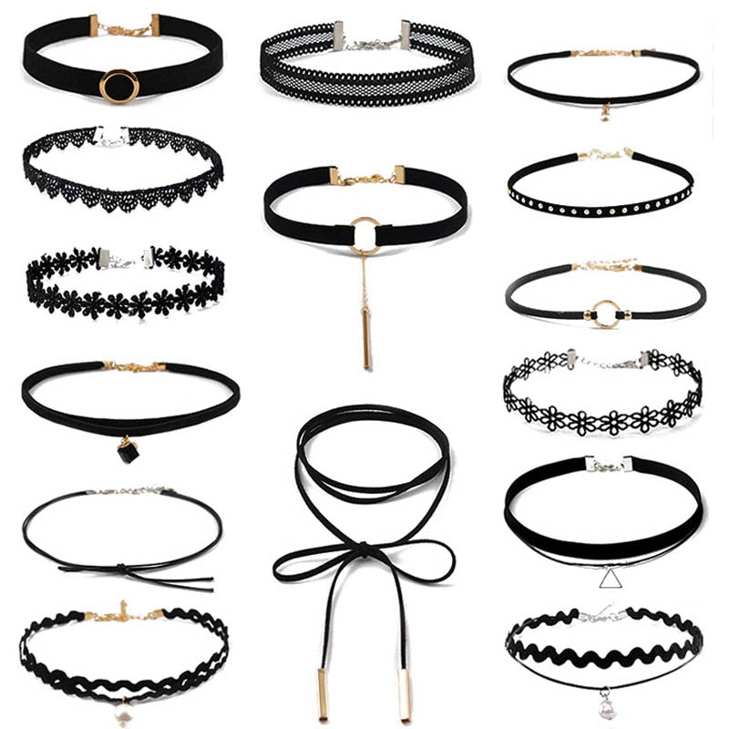 Lace Chokers for Girl Lady Women Bithday Gift Fish Pattern Tassel Flannel Weaving Vintage Necklaces Jewelry