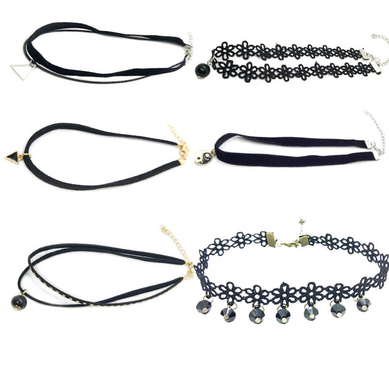 Lace Chokers for Girl Lady Women Bithday Gift Fish Pattern Tassel Flannel Weaving Vintage Necklaces Jewelry