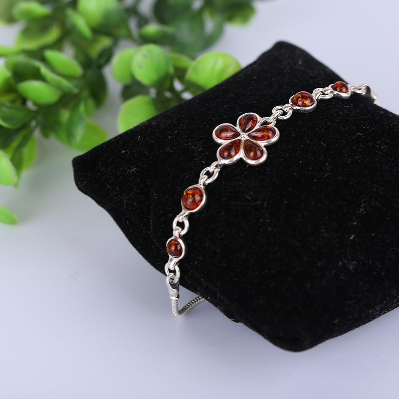 Fashion Ladies Bracelet Jewelry Bracelet natural Baltic Amber 925 silver inlaid Bracelet accessories jewelry Genuine