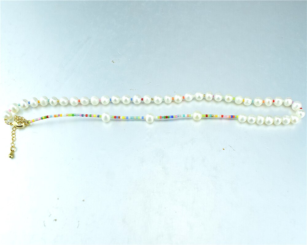 Ladies Gold Cord Lobster Clasp Necklace Natural Freshwater Pearl Necklace Engagement Banquet Jewelry