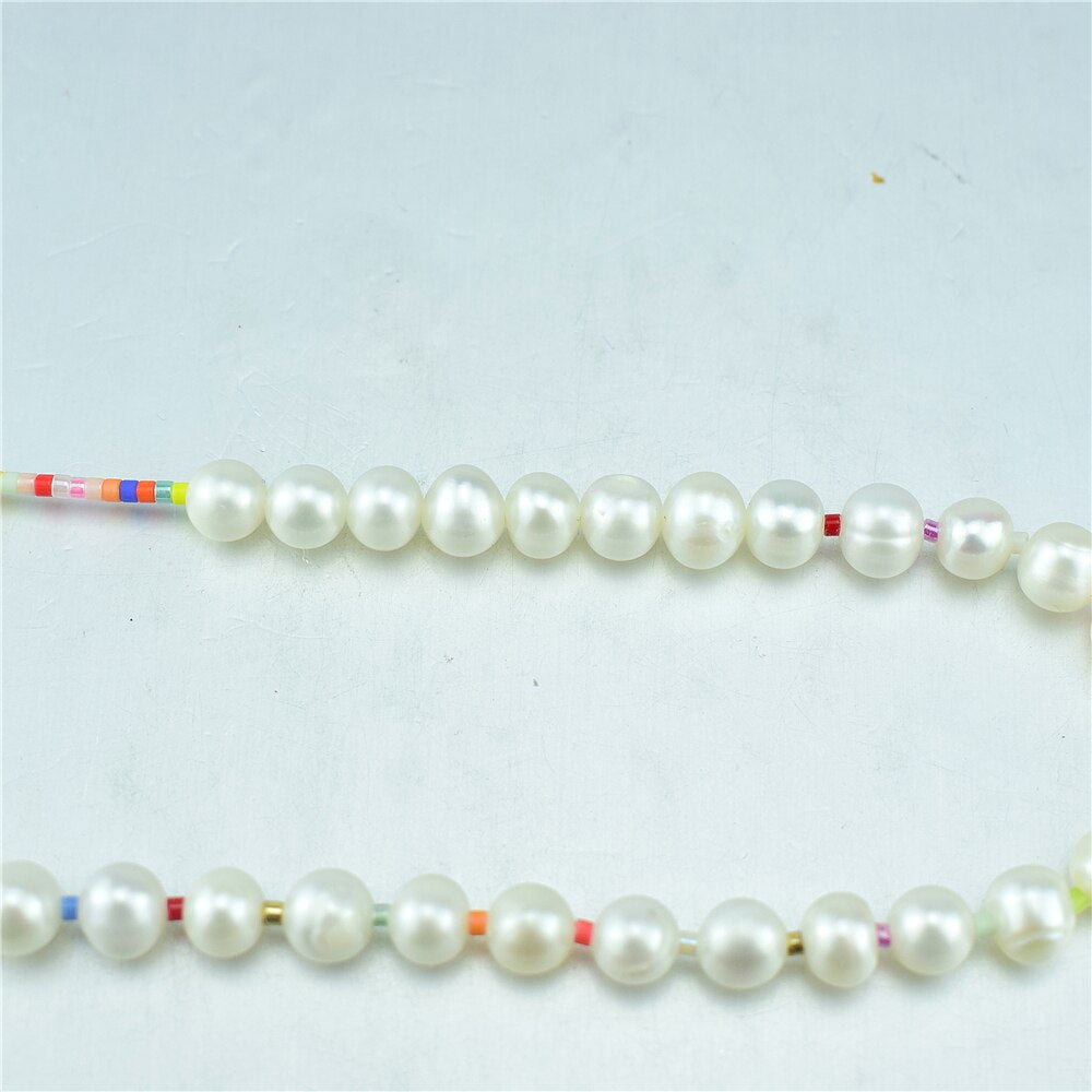 Ladies Gold Cord Lobster Clasp Necklace Natural Freshwater Pearl Necklace Engagement Banquet Jewelry