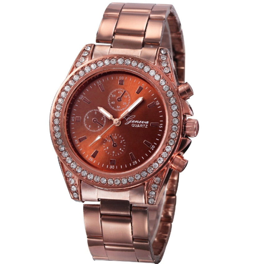 Fashion Ladies Quartz Bracelet Watch Rose Gold Female Wristwatch Luxury Montre Femme Metal Band Women Diamond Watches k saati