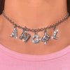 Letter Crystal Rhinestone Necklace Baby Angel Queen Name Pendant Choker Silver Color Chain Necklaces Women Jewelry Gift