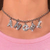 Letter Crystal Rhinestone Necklace Baby Angel Queen Name Pendant Choker Silver Color Chain Necklaces Women Jewelry Gift