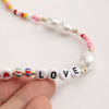 Letter Love Double Necklaces Womens Pearl Beads Cylindrical Stone Alloy Necklaces Jewelry For Party