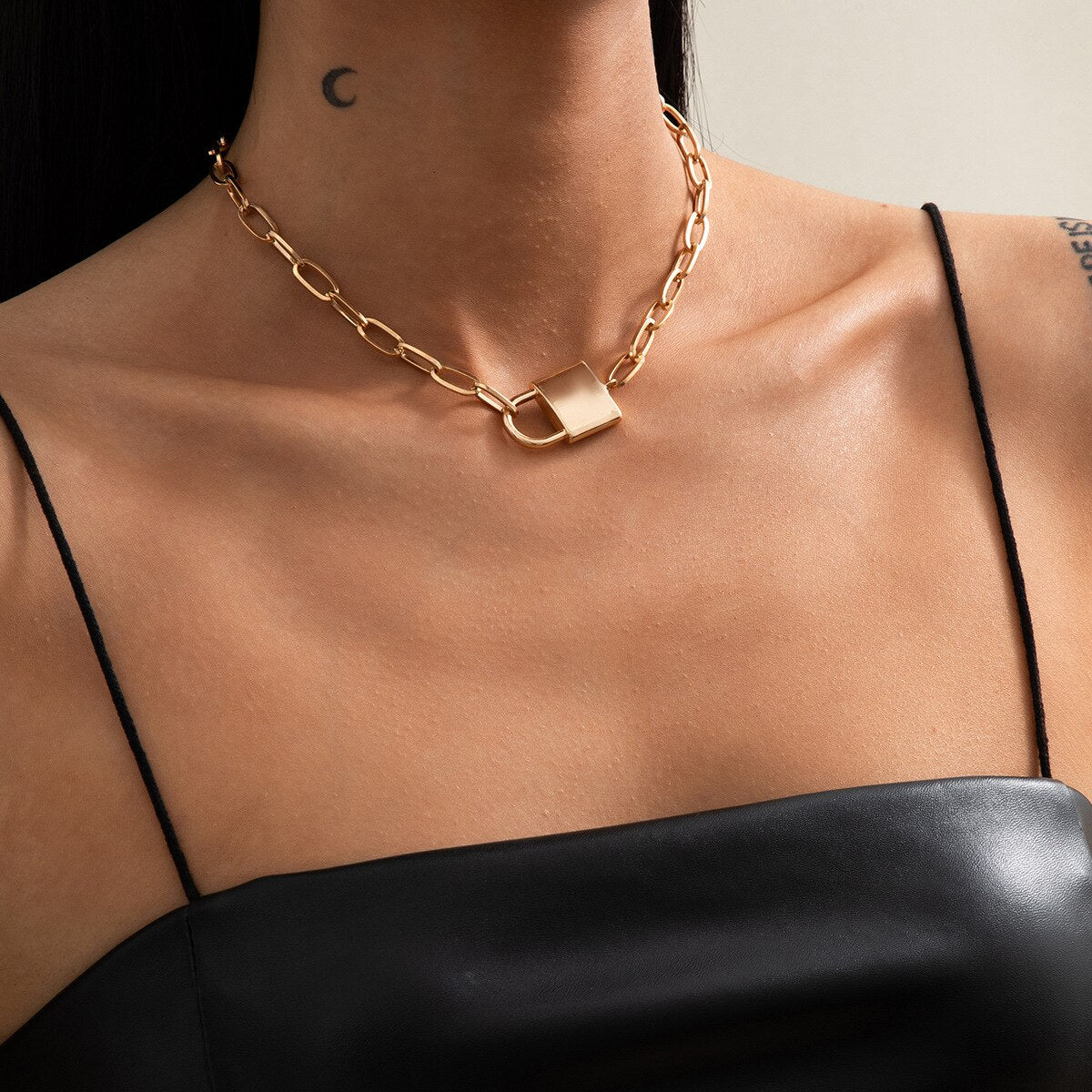 Lock Charms Necklaces For Women Gold Color Metal Key Necklace Design Jewelry Gift