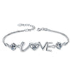 Fashion Love Letters CZ 925 Sterling Silver Bracelet