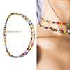 Love Rice Bead Bohemia Handmade  Necklace Letter Lucky Love Angel Choker Clavicular Chain Colorful Female Beach Jewelry