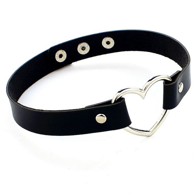 Lovely Heart Decoration Collar Necklace Vacation Jewelry Black Red Orange White PU Leather Chokers Necklace