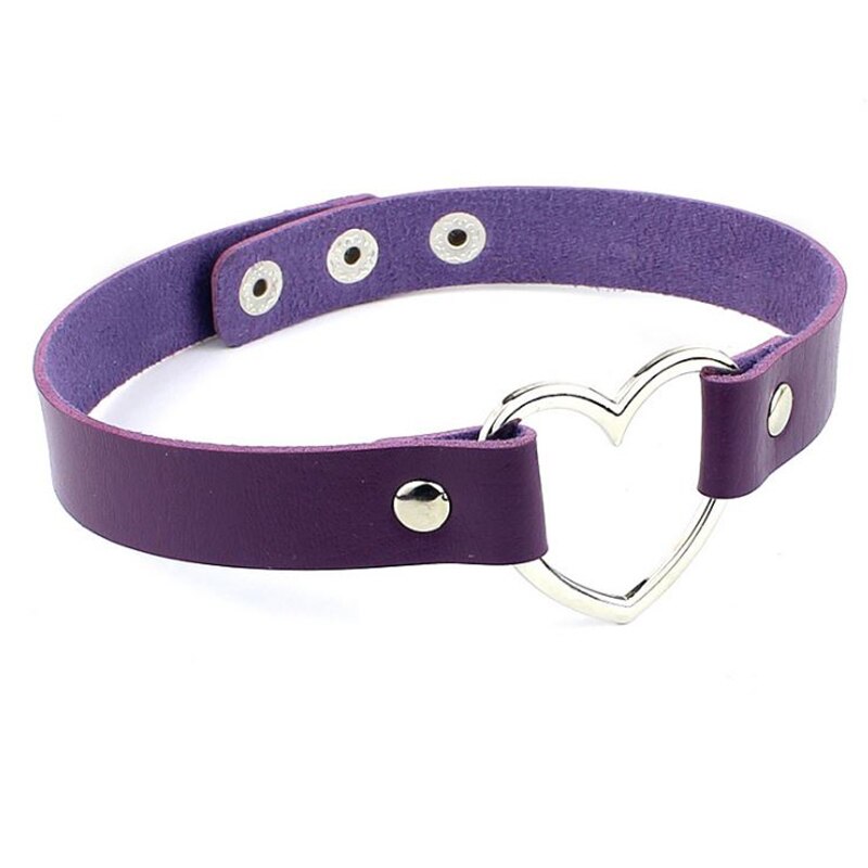 Lovely Heart Decoration Collar Necklace Vacation Jewelry Black Red Orange White PU Leather Chokers Necklace