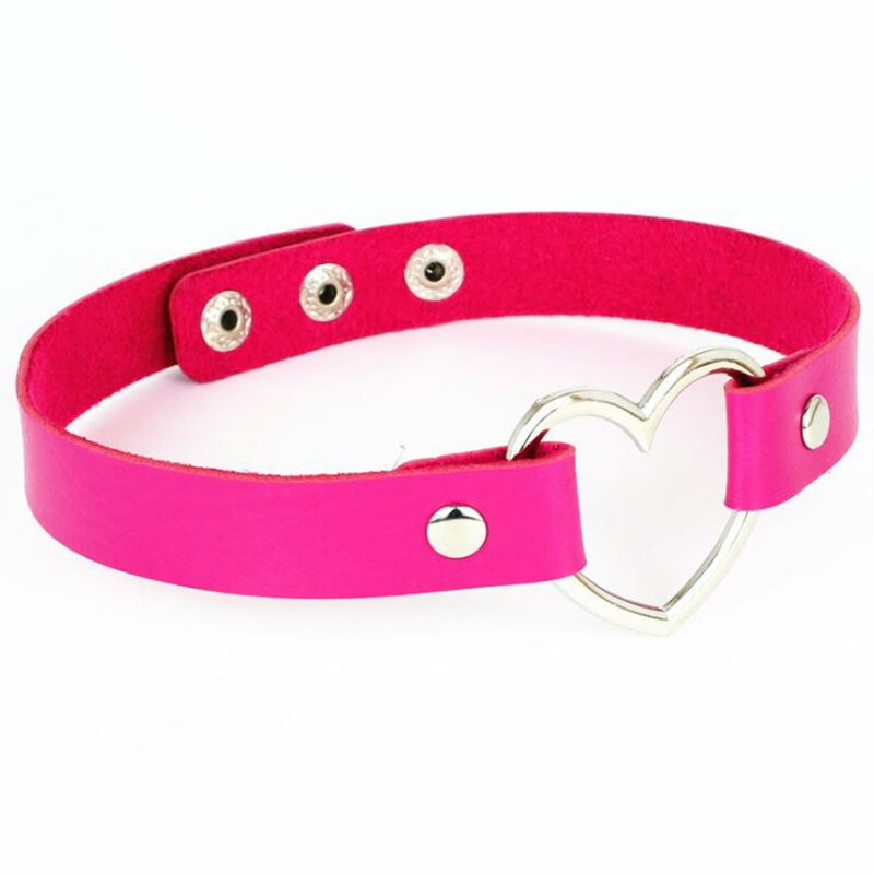 Lovely Heart Decoration Collar Necklace Vacation Jewelry Black Red Orange White PU Leather Chokers Necklace