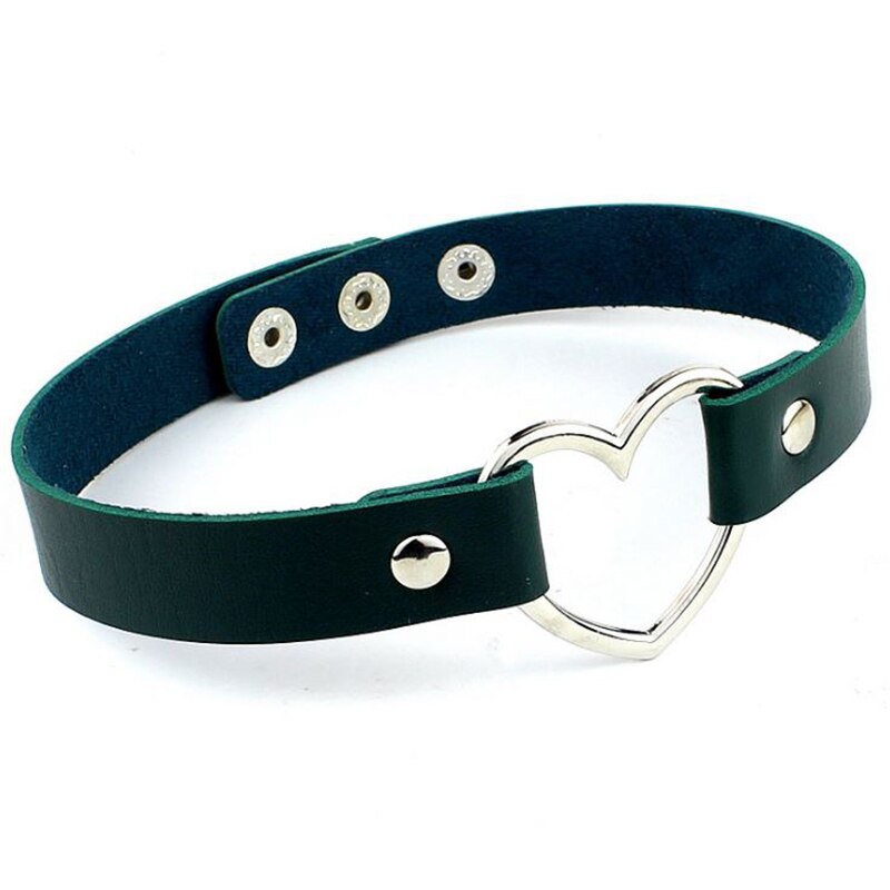 Lovely Heart Decoration Collar Necklace Vacation Jewelry Black Red Orange White PU Leather Chokers Necklace