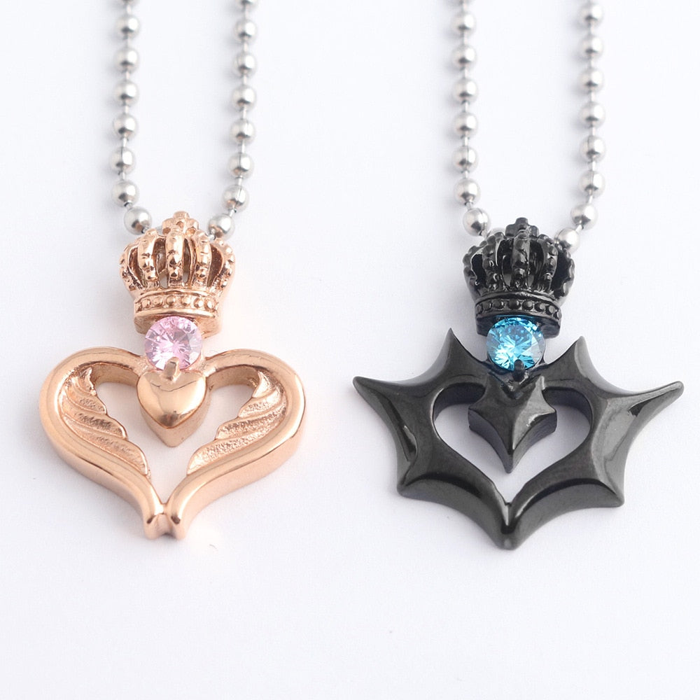 Lover Her King His Queen Crown Letter Necklaces Couple Pendants For Women Men Valentine's Day Gift Jewelry