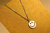 Lucky Eye Smiley Face Pendant Necklace Link Chain Charm Necklace Wish Card Happy Gifts for Women Men Jewelry