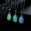 Luminous Glowing Stone Locket Necklace Jewelry Hollow Water Drop Necklace