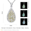 Luminous Glowing Stone Locket Necklace Jewelry Hollow Water Drop Necklace