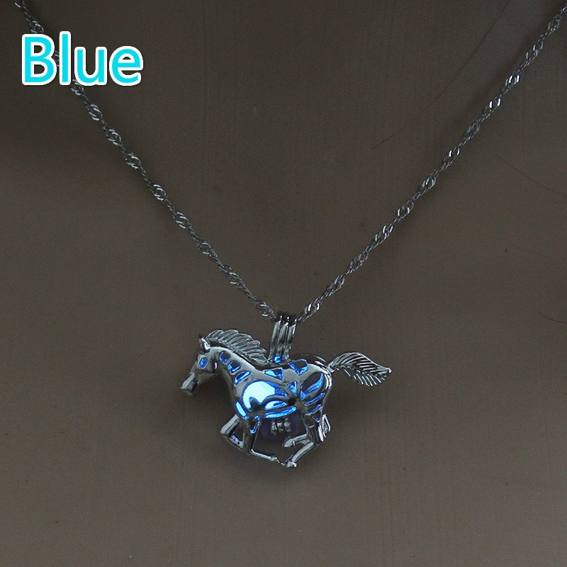 Fashion Luminous Long Necklace Women 2020 Silver Long Necklace Men Chains Horse Mens Necklaces Pendants Animals Glowing