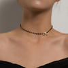 Black Crystal Glass Bead Choker Necklace Flower Lariat Lock Collar Necklace Elegant Temperament Clavicle Chain