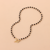 Black Crystal Glass Bead Choker Necklace Flower Lariat Lock Collar Necklace Elegant Temperament Clavicle Chain
