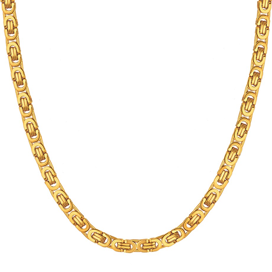 Men  Gold Chain Necklace Stainless Steel Byzantine Chains Street Hip Hop Jewelry