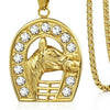 Men and Women Animal Personality Golden Zircon Horse Pendant Necklace Jewelry Gift