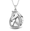 Men and Women Animal Personality Golden Zircon Horse Pendant Necklace Jewelry Gift