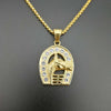 Men and Women Animal Personality Golden Zircon Horse Pendant Necklace Jewelry Gift