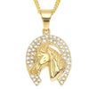 Men and Women Animal Personality Golden Zircon Horse Pendant Necklace Jewelry Gift