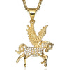Men and Women Animal Personality Golden Zircon Horse Pendant Necklace Jewelry Gift