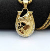 Men and Women Animal Personality Golden Zircon Horse Pendant Necklace Jewelry Gift