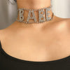 Women's Necklaces Babe Letter Crystal Rhinestone Inlaid Choker Necklace