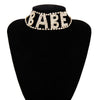 Women's Necklaces Babe Letter Crystal Rhinestone Inlaid Choker Necklace